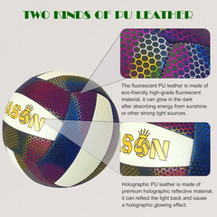 KPASON Holographic Glowing Volleyball Official Size 5, Indoor Outdoor Beach Volleyball Ball for Men Women