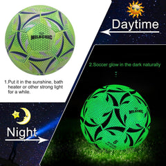 Personalized Green Glow in the Dark Soccer Ball Size 5, 4 for Adult and Youth