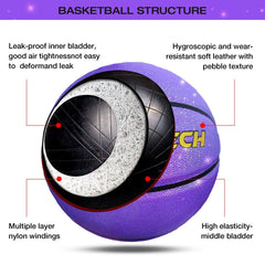 Personalized Basketball, Sparkle Glow to My Son Basketball Gift, Cool Indoor Outdoor Glitter Shiny Leather Basketball Size 7 for Youth, Girls, Men, Women (with Pump)