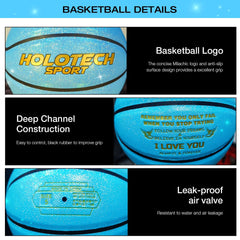 Personalized Basketball, Sparkle Glow to My Darling Basketball Gift, Cool Indoor Outdoor Glitter Shiny Leather Basketball Size 5 for Youth, Girls, Men, Women (with Pump)