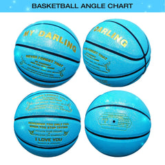 Personalized Basketball, Sparkle Glow to My Darling Basketball Gift, Cool Indoor Outdoor Glitter Shiny Leather Basketball Size 5 for Youth, Girls, Men, Women (with Pump)