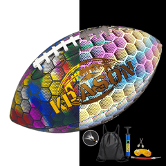 Reflective Football for Night Games & Training, Glowing in The Dark, Holographic Luminous Light Up American Football Toy Gifts for Boys, Kids, Men