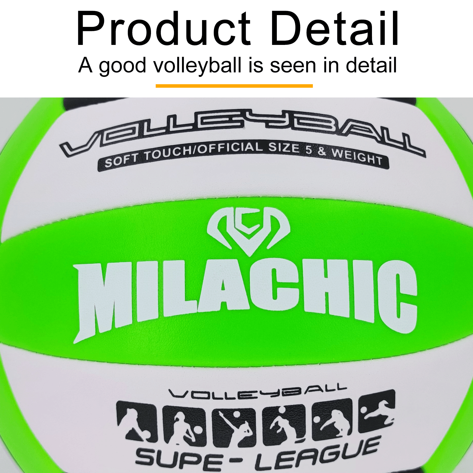 Milachic Customized Contrast Colored Volleyball with Name and Text in Size 5 for Men, Women