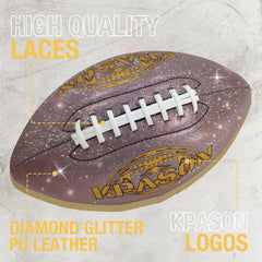 Football, Glitter Glow Football - Holographic Glow Football Sparkles in The Light - Official Size 9 Football with Pump for Adults, Youth