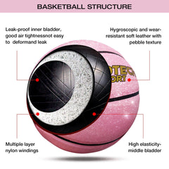 Personalized Basketball, Sparkle Glow to My Daughter Basketball Gift, Cool Indoor Outdoor Glitter Shiny Leather Basketball Size 6 for Youth, Girls, Women (with Pump)