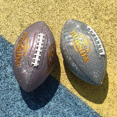 Football, Glitter Glow Football - Holographic Glow Football Sparkles in The Light - Official Size 9 Football with Pump for Adults, Youth