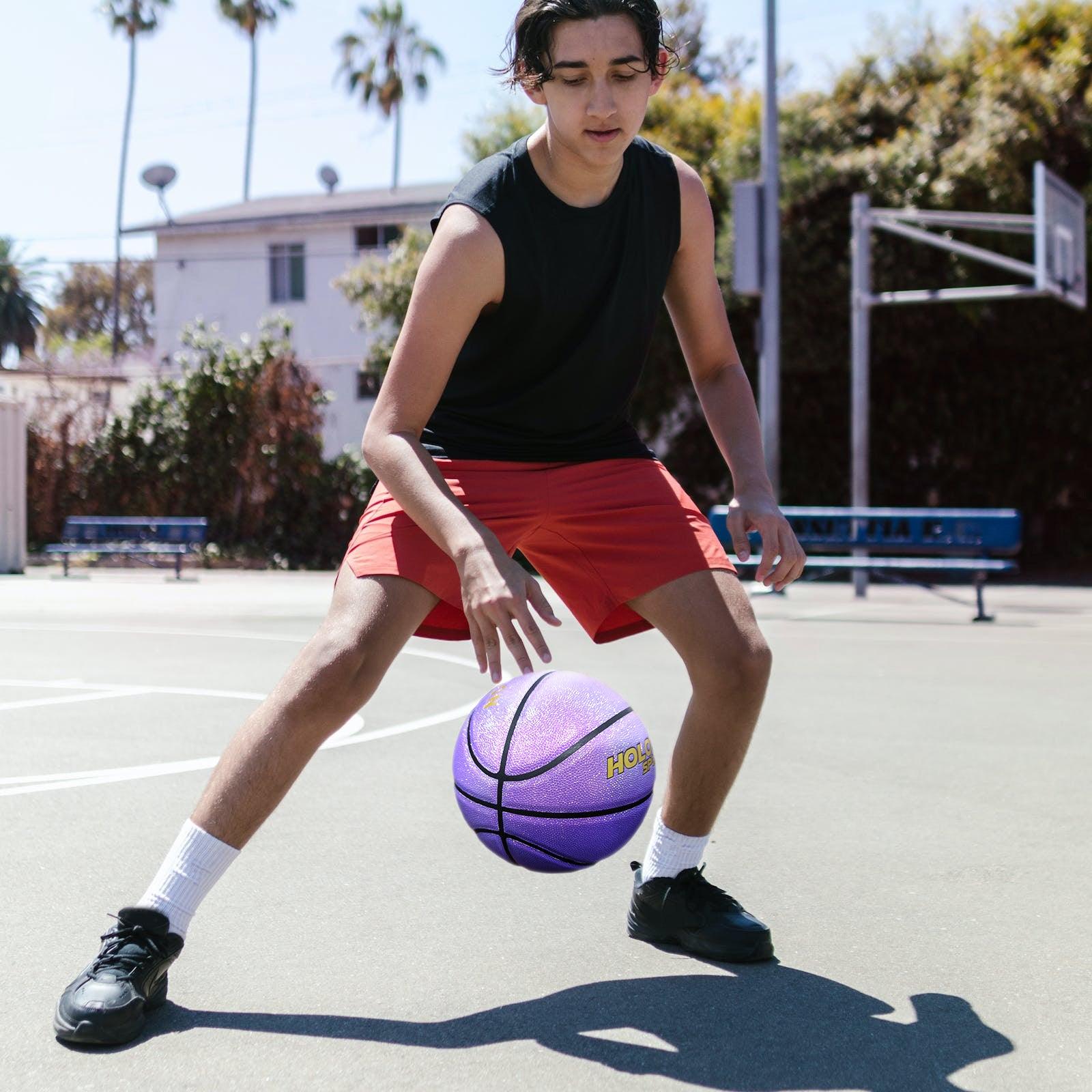 Personalized Basketball, Sparkle Glow to My Son Basketball Gift, Cool Indoor Outdoor Glitter Shiny Leather Basketball Size 7 for Youth, Girls, Men, Women (with Pump)